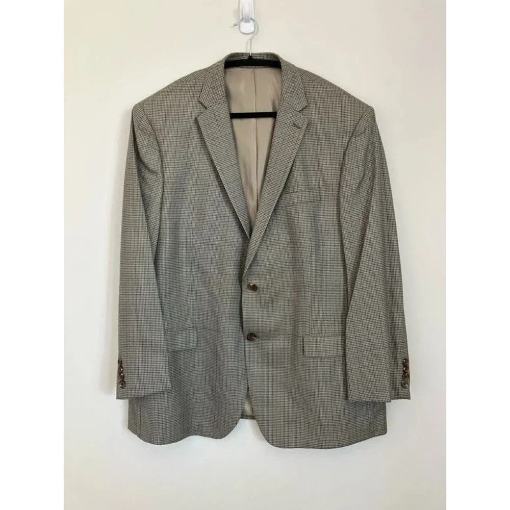Ralph Lauren Ralph Sports Coat Silk/Wool Blend Mens 48R Houndstooth